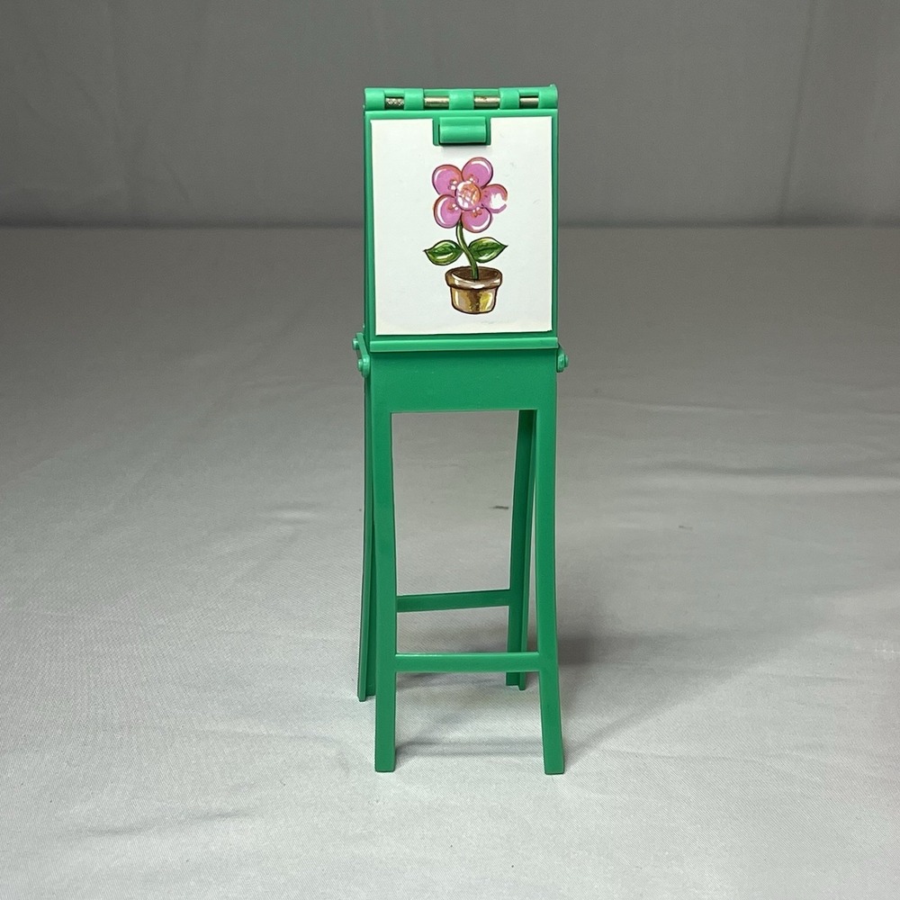 Vintage 1990s Family Dollhouse ART EASEL Playroom Flower Rare Fits Barbie